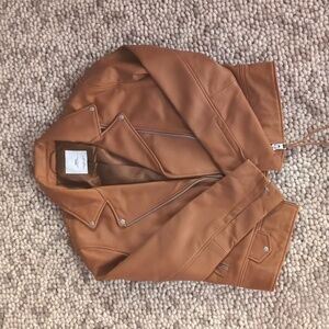 Mango Brown Leather Jacket US Large